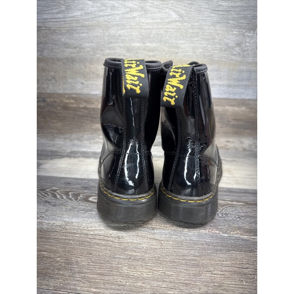 Dr Martens Womens Boots 8 Zavala Black Patent Leather Lace Up Combat - Picture 3 of 12